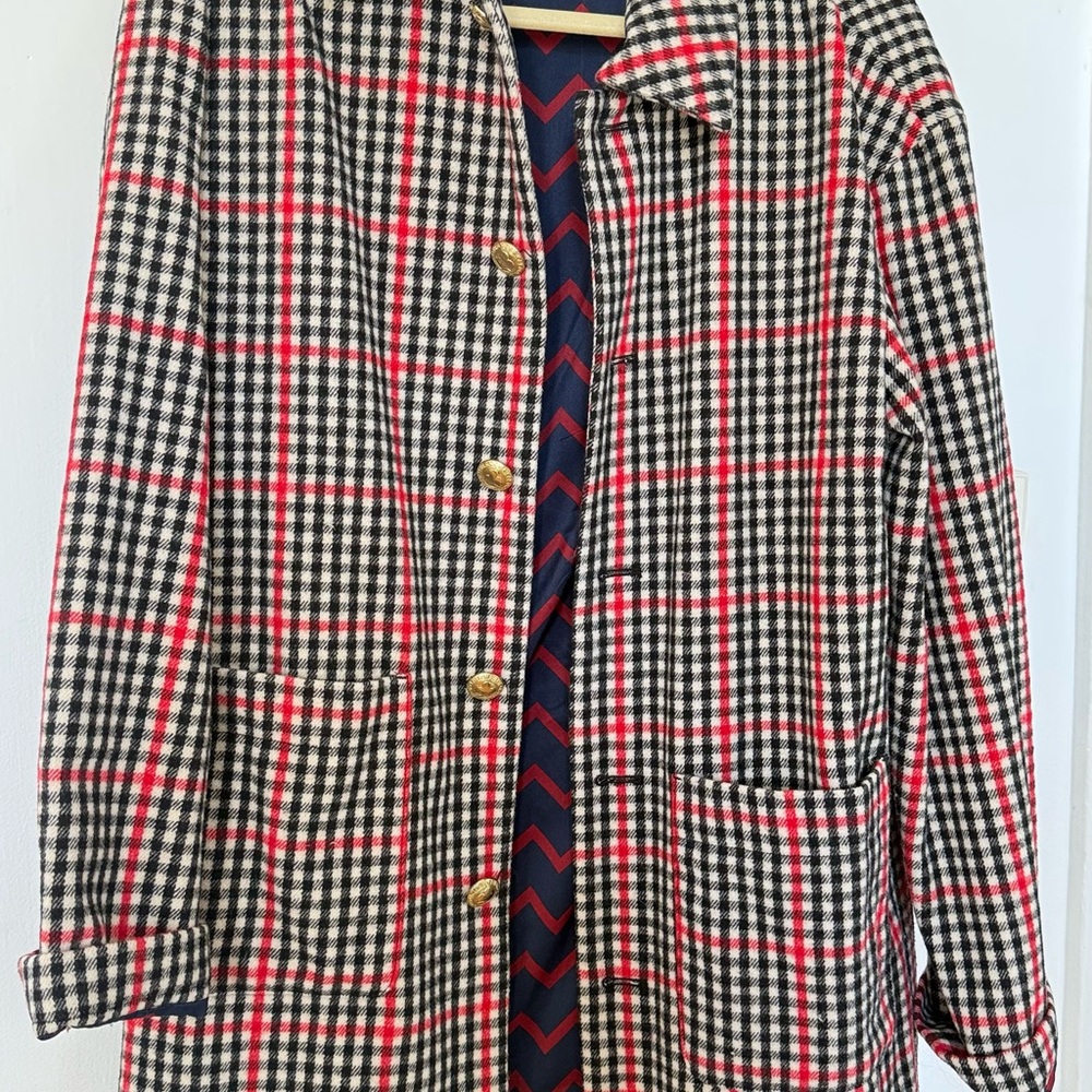 Rowing Blazers Black, White & Red Plaid Blazer